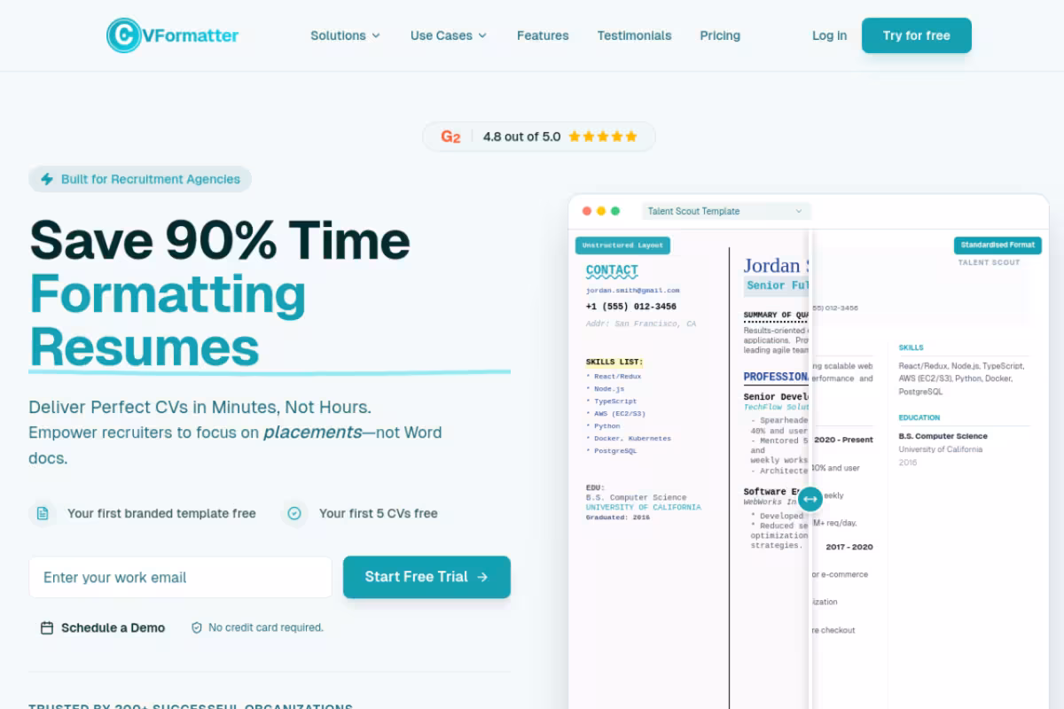 CVFormatter homepage screenshot