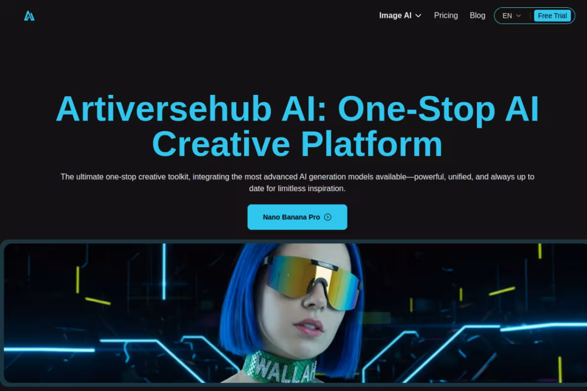 ArtiverseHub AI homepage screenshot