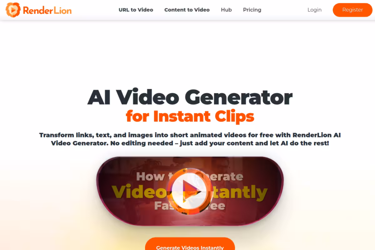 Free AI Video Generator homepage screenshot