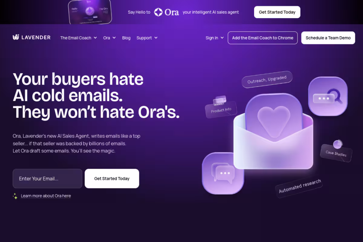 Lavender homepage screenshot