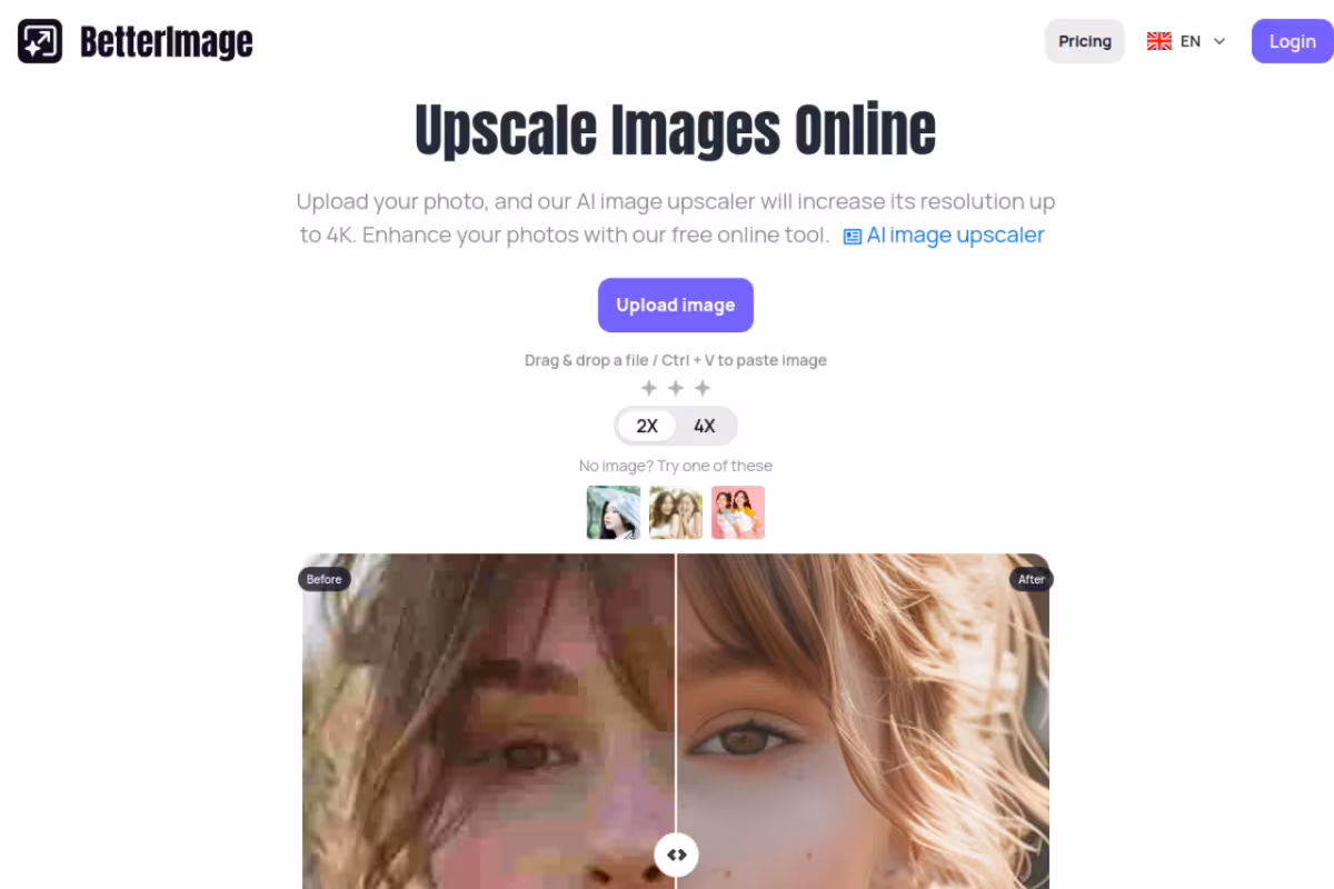 BetterImage.AI homepage screenshot