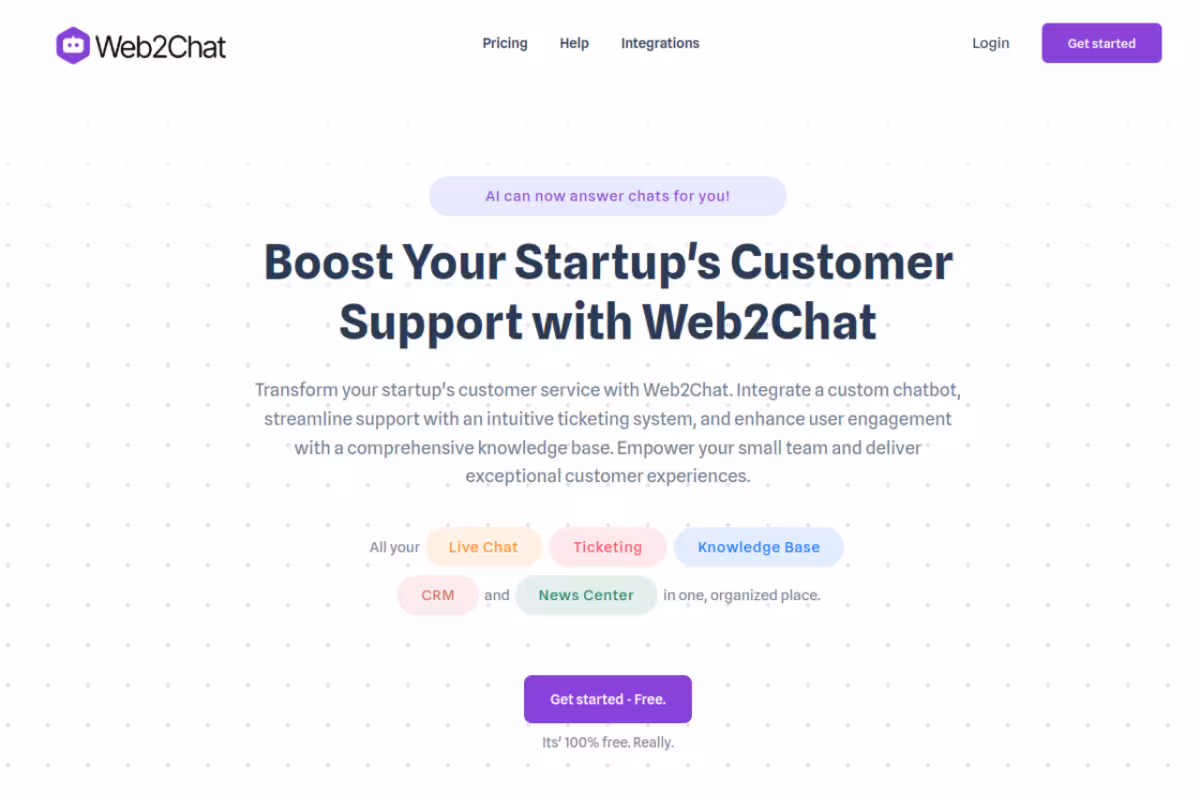Web2Chat homepage screenshot