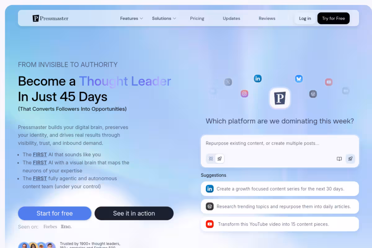 Pressmaster AI homepage screenshot
