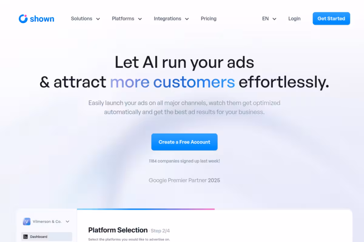 Shown.io homepage screenshot