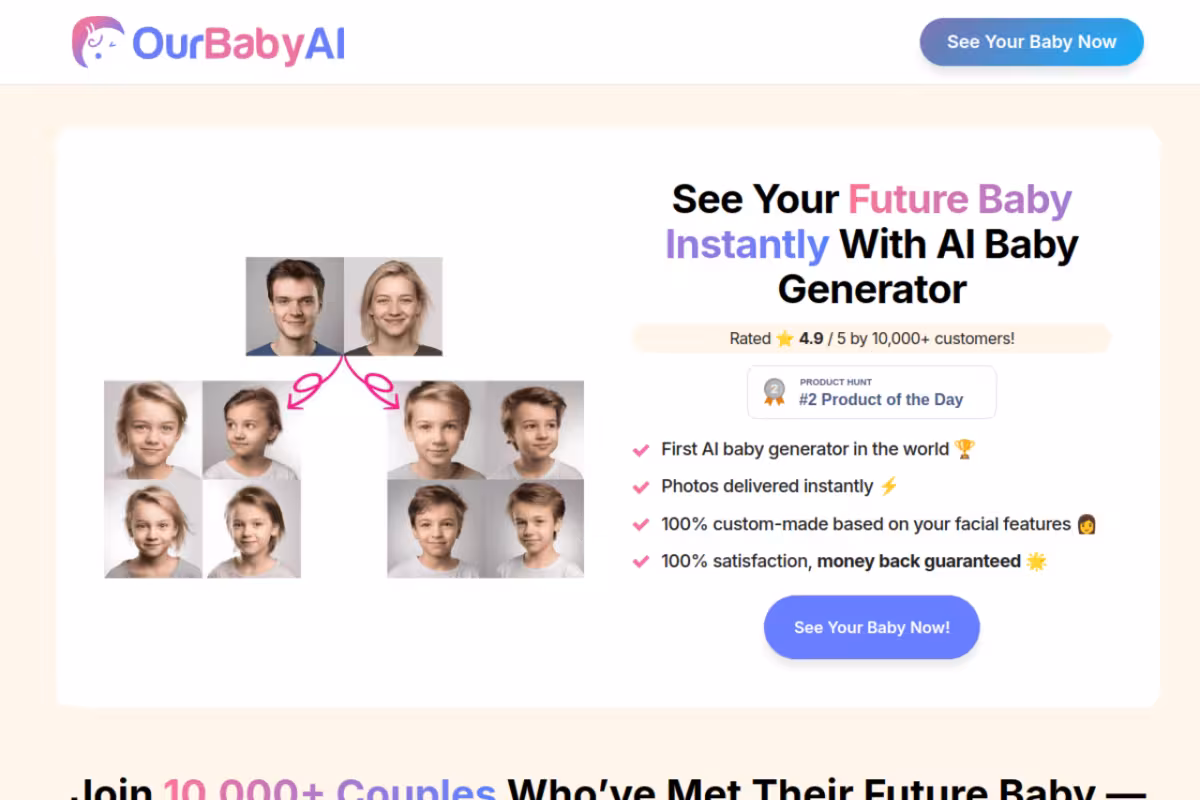 OurBabyAI homepage screenshot