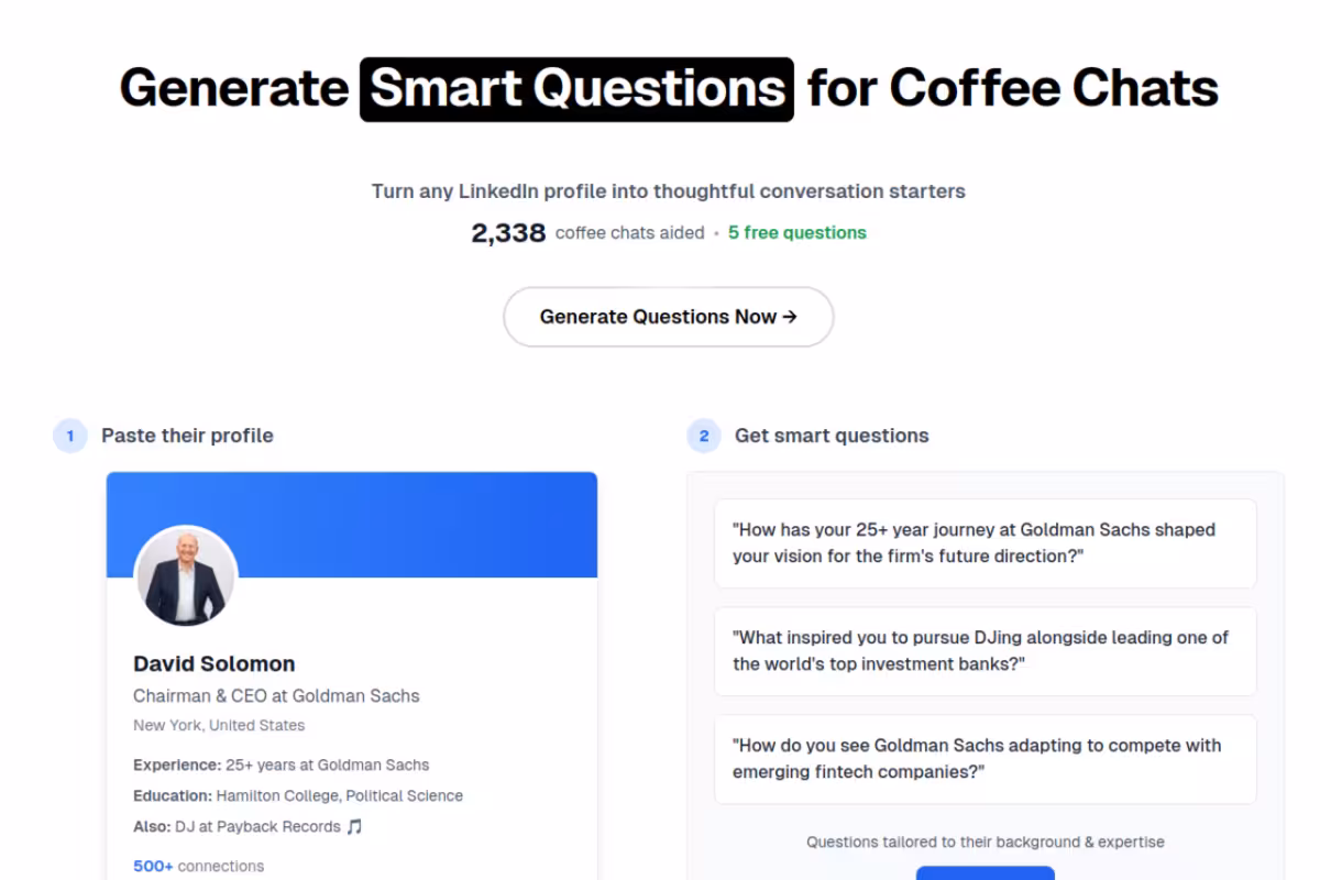 Coffee Chat AI homepage screenshot