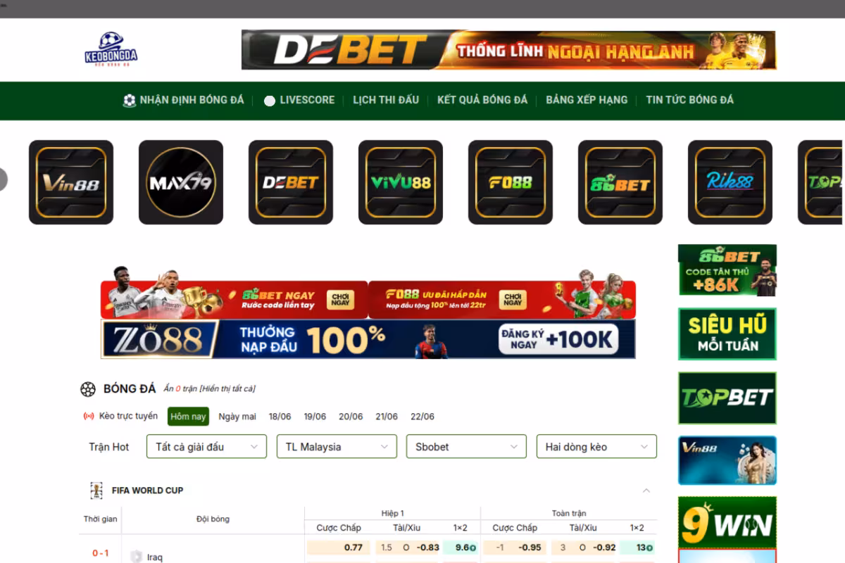 Trang Cá Cược bóng đá homepage screenshot