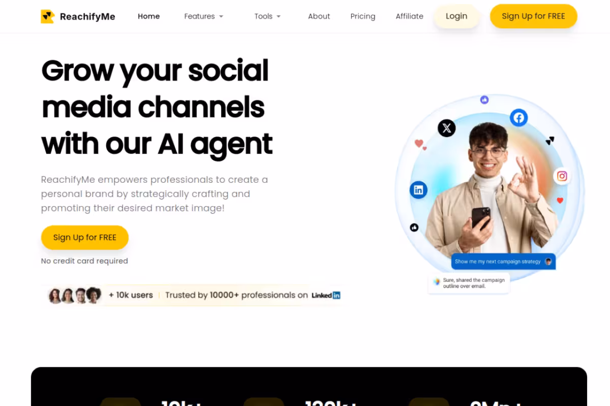 ReachifyMe LinkedIn AI Post Generator homepage screenshot