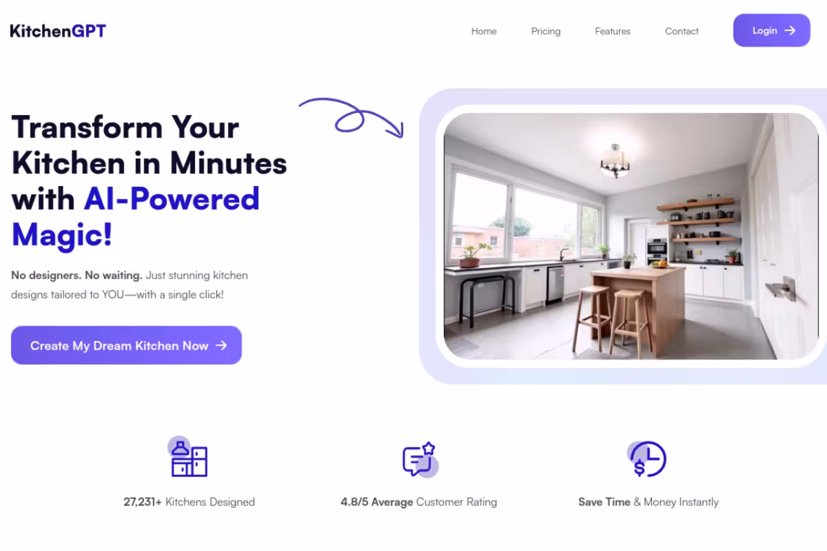 kitchenGPT homepage screenshot