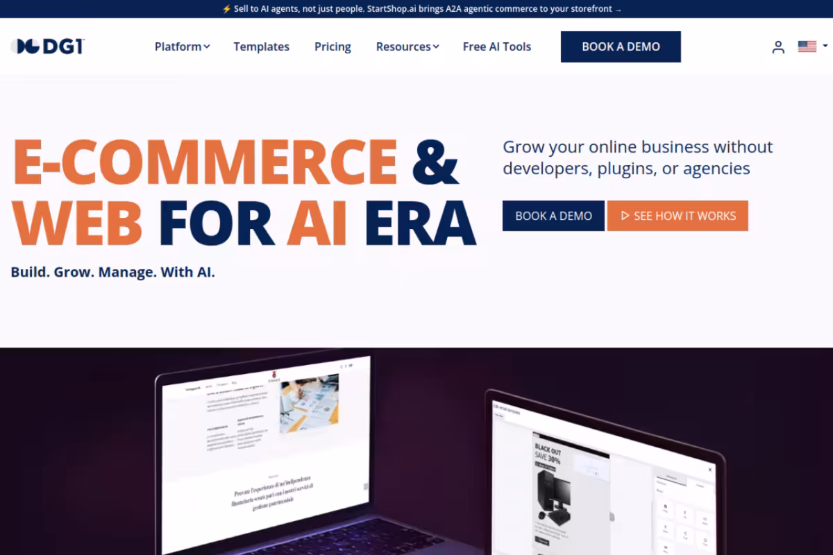 E-Commerce & Web for AI era homepage screenshot
