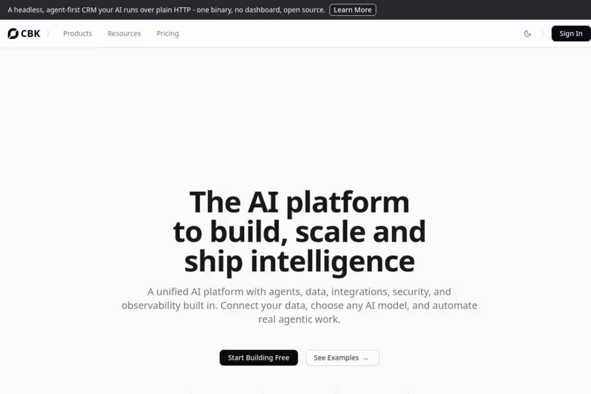 ChatBotKit homepage screenshot