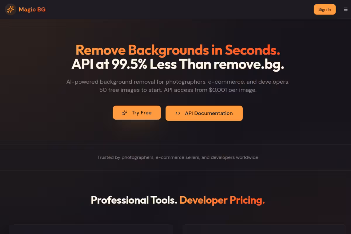 MagicBackgroundRemover.com homepage screenshot