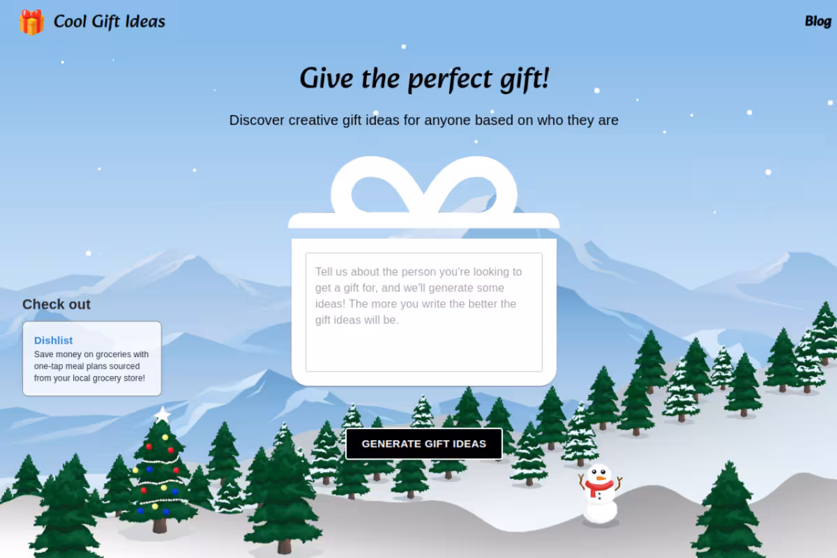 Cool Gift Ideas homepage screenshot