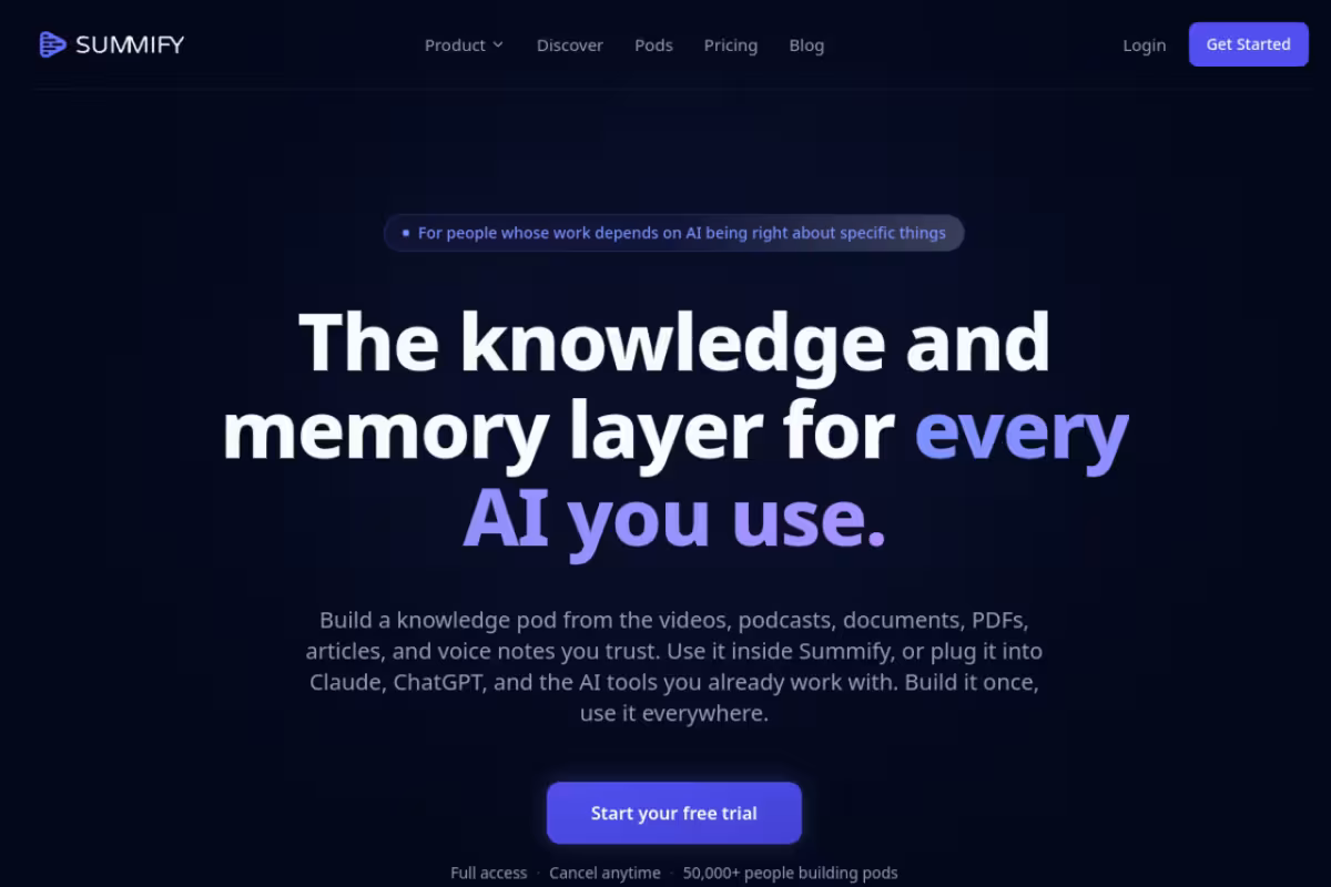 Summify homepage screenshot