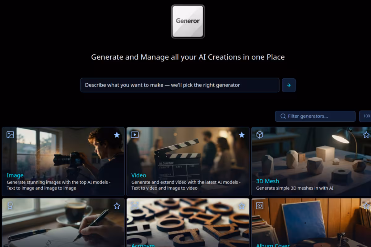 Generor homepage screenshot