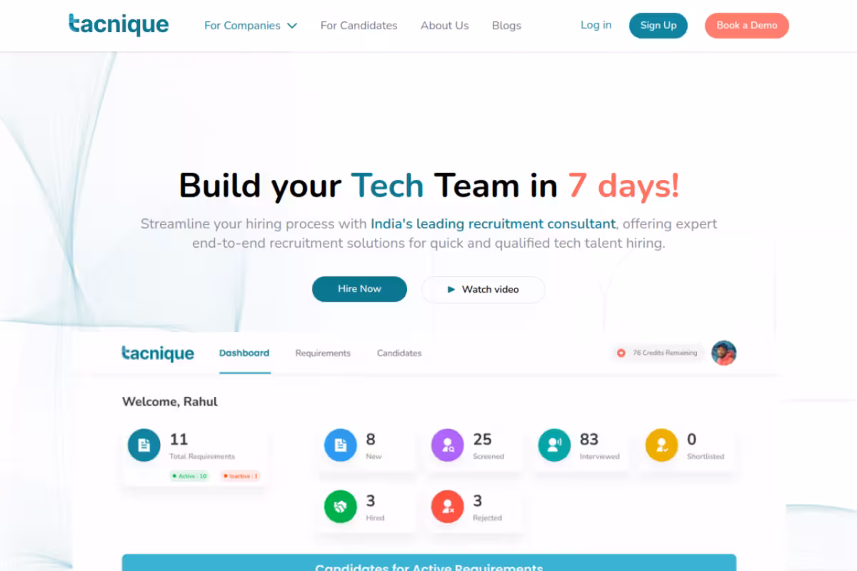 Tacnique homepage screenshot