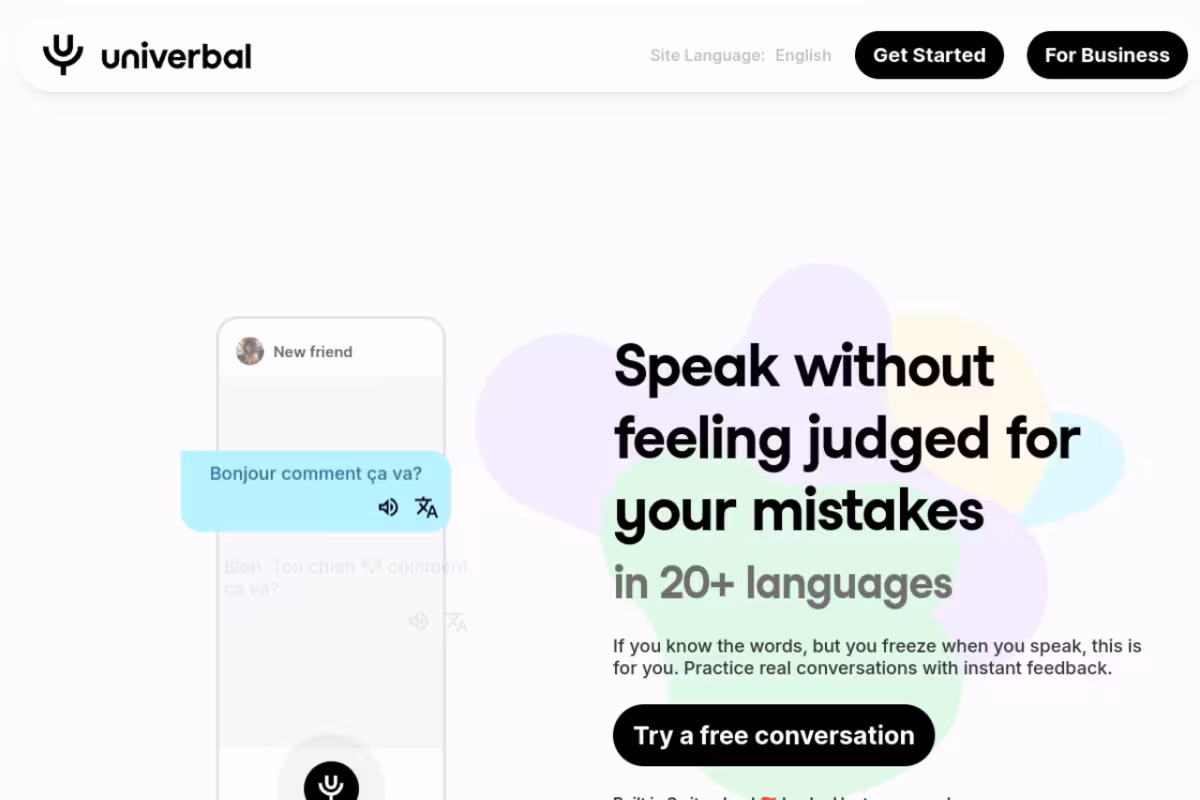 Univerbal homepage screenshot