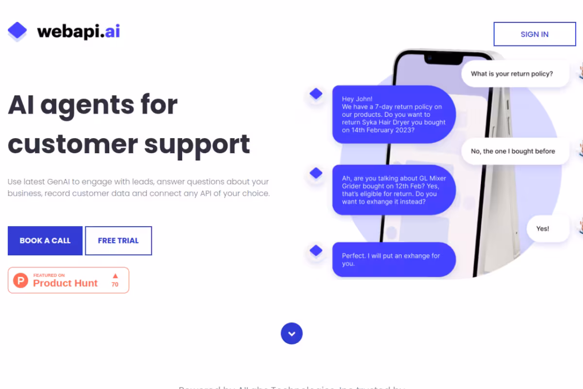 Webapi.ai homepage screenshot
