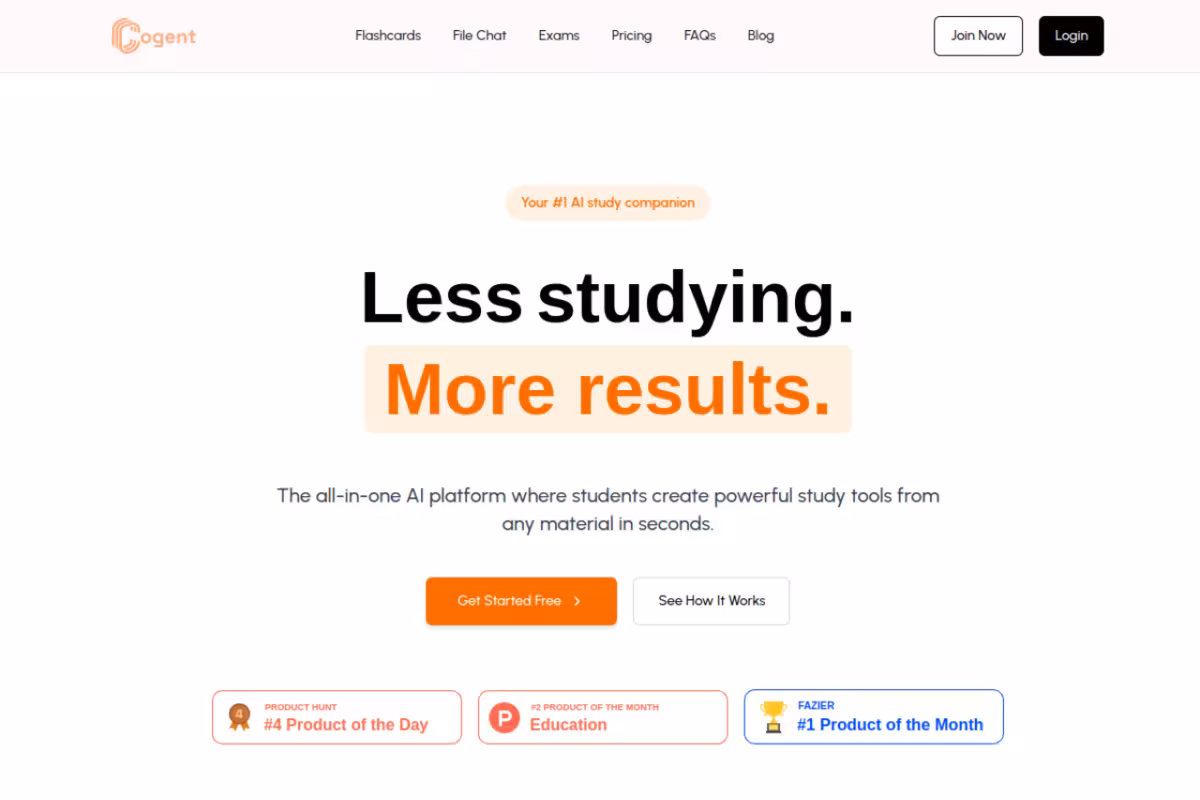 Cogent homepage screenshot