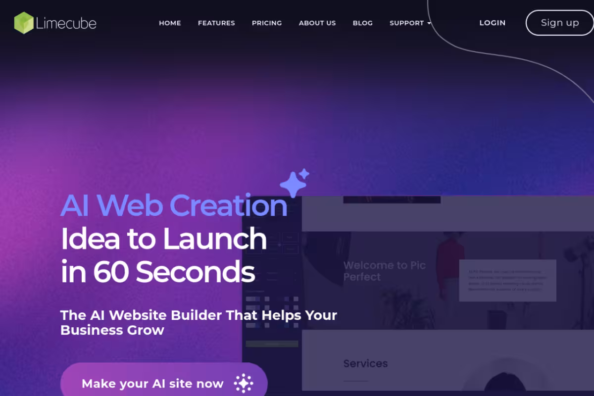 Limecube homepage screenshot