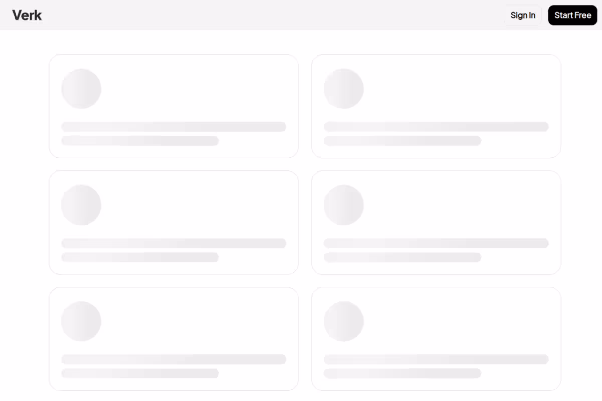 Verk homepage screenshot