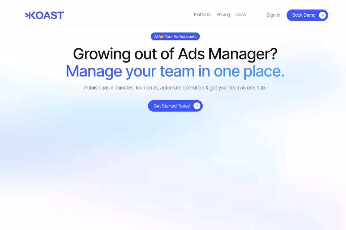Koast homepage screenshot