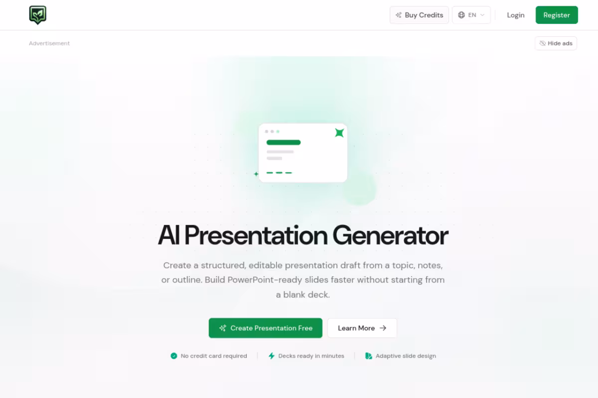 SlideAI homepage screenshot