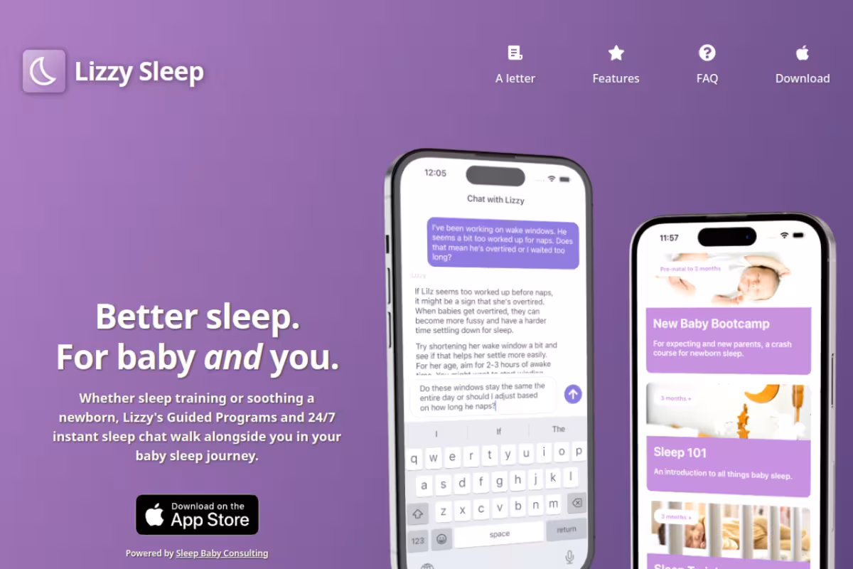 Lizzy Sleep homepage screenshot