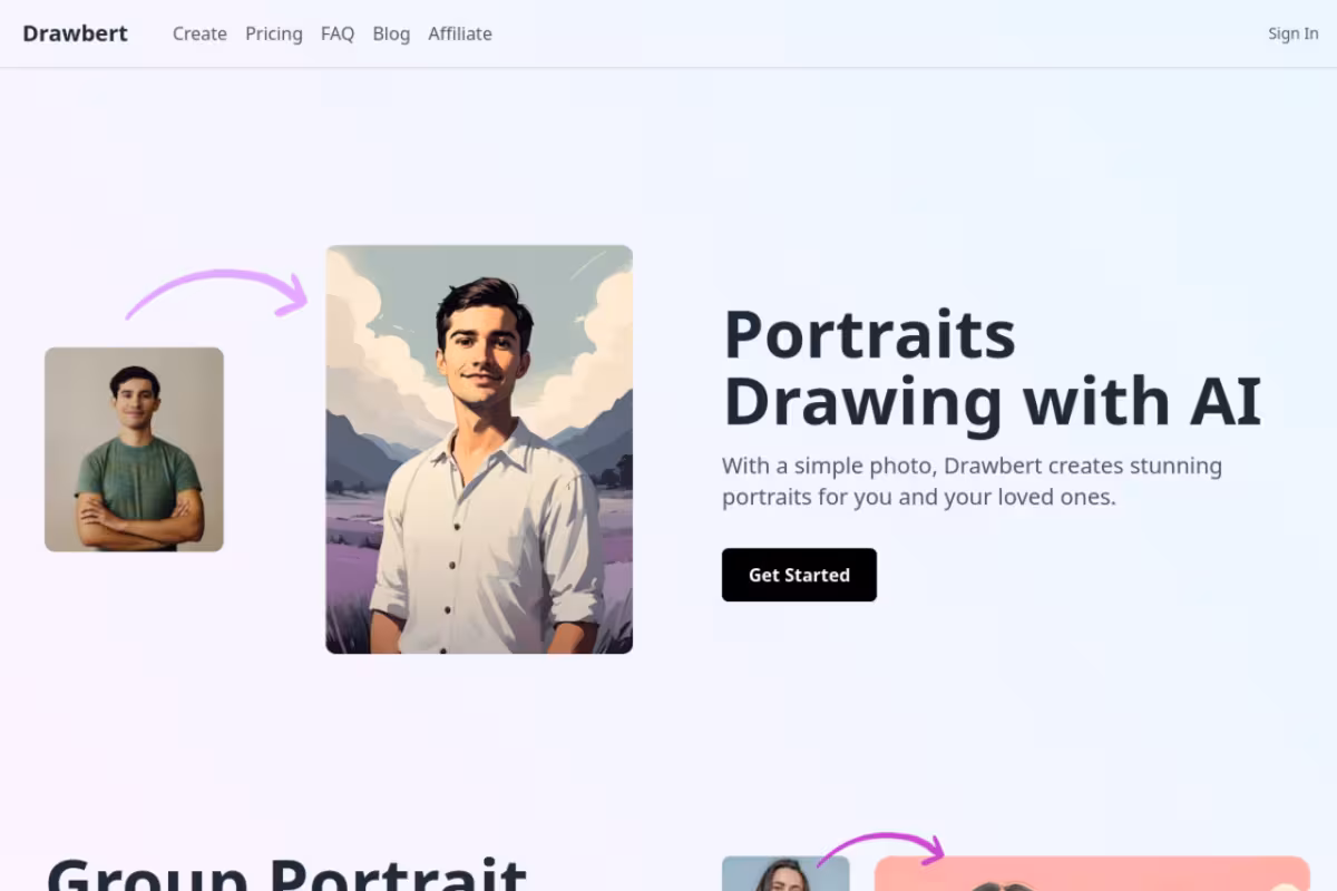Drawbert homepage screenshot