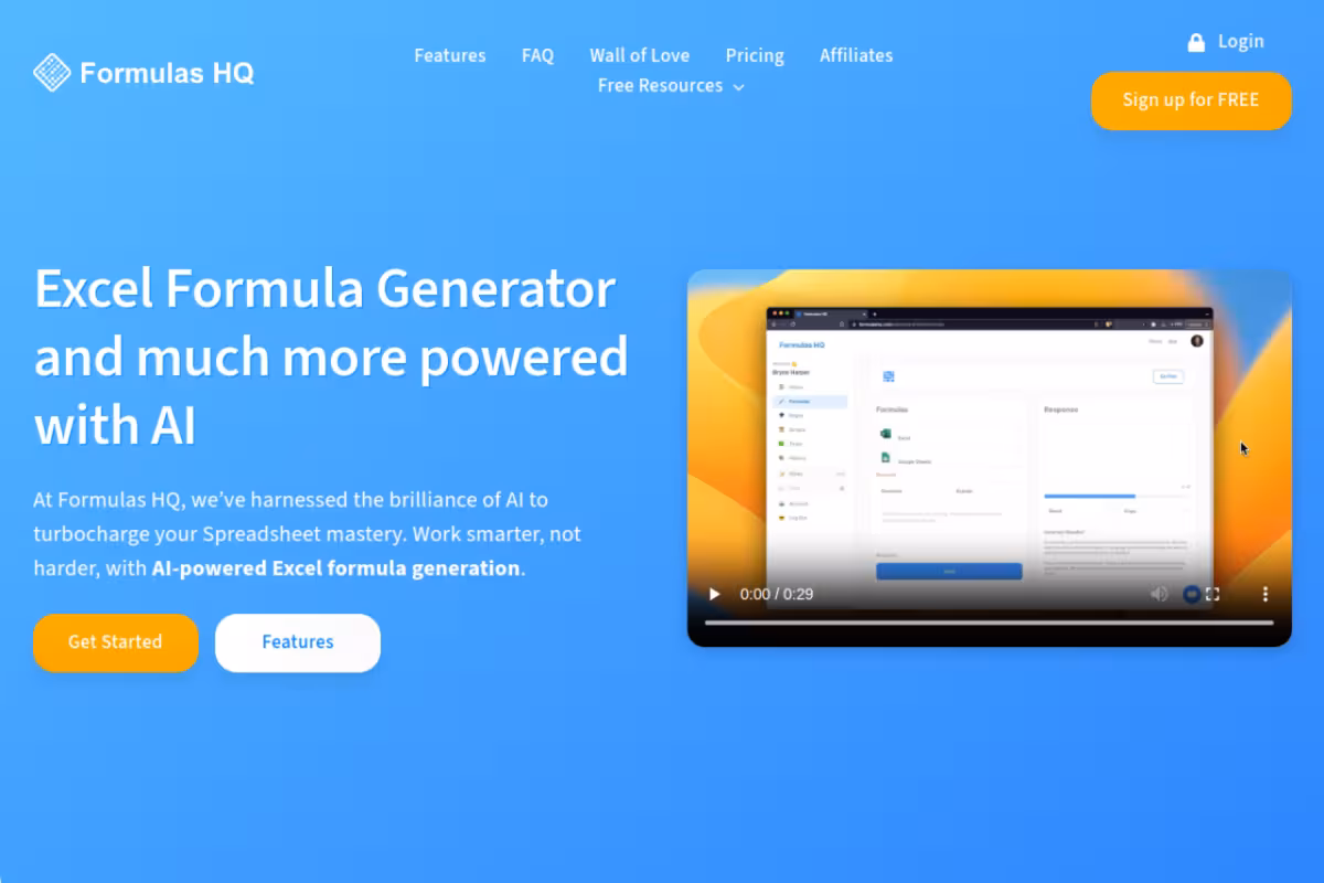 Formulas HQ homepage screenshot
