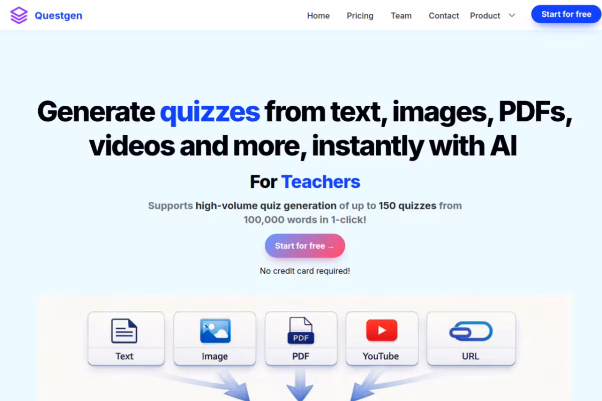 Questgen homepage screenshot