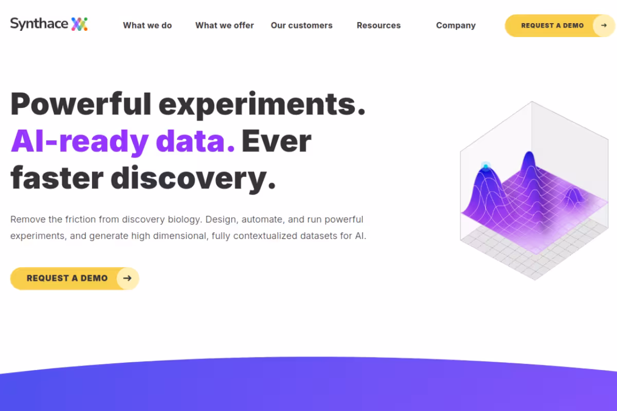 Synthace homepage screenshot