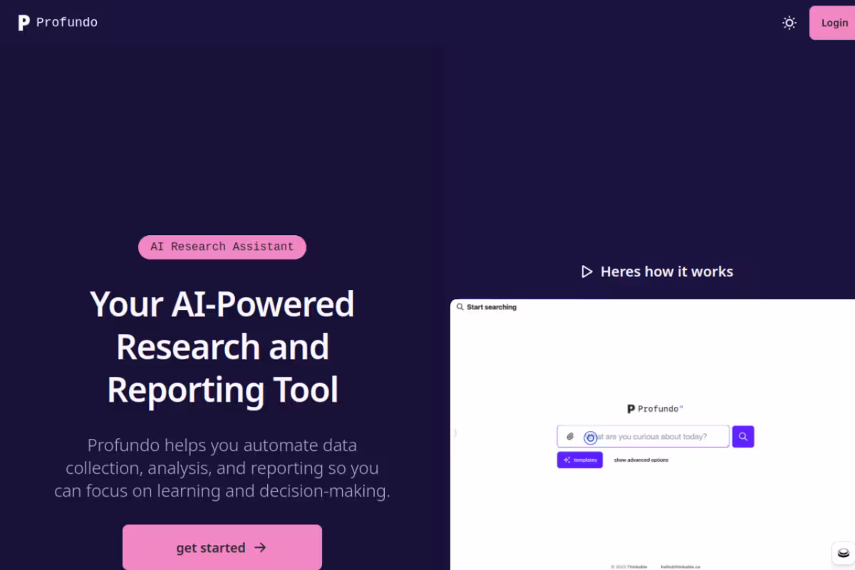 Profundo homepage screenshot