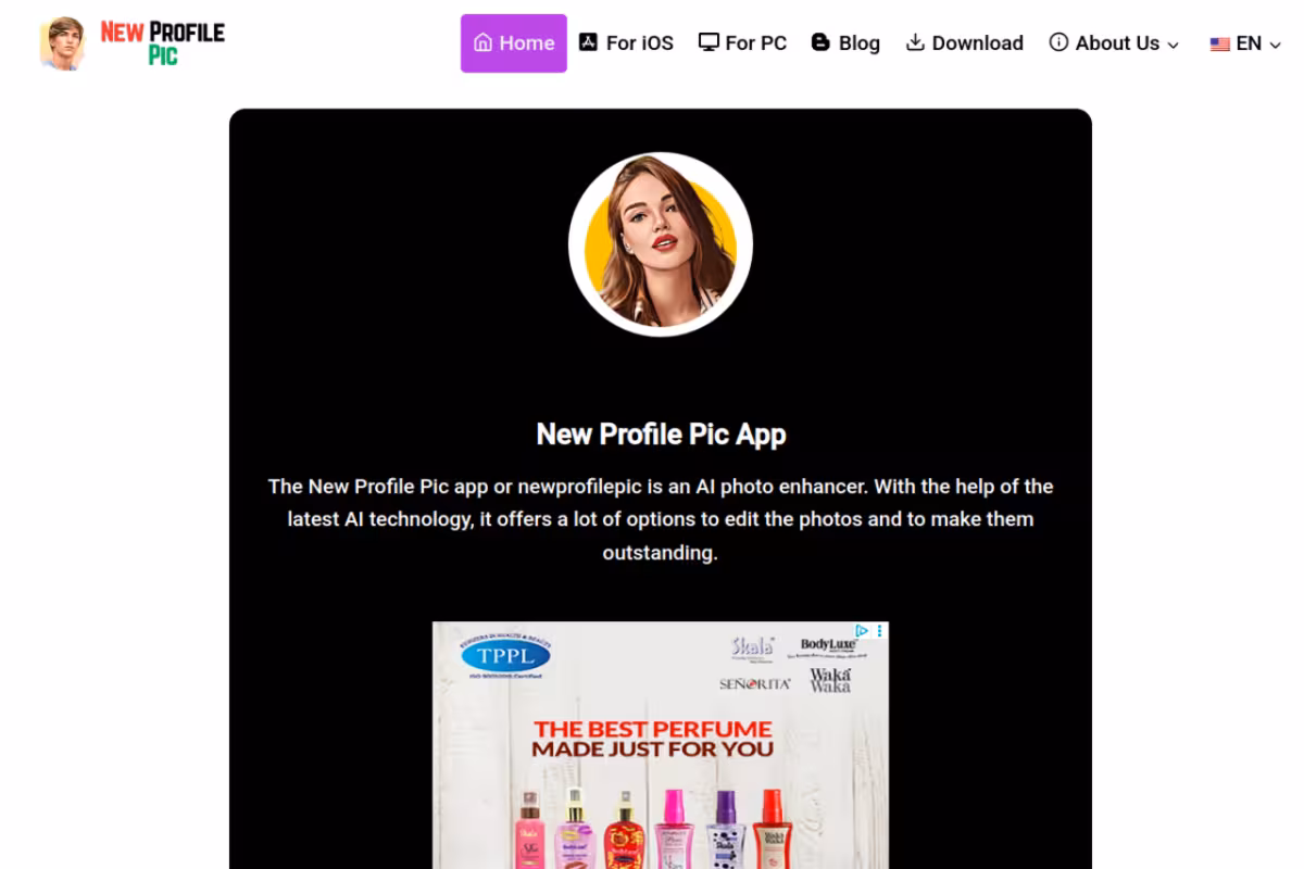 New Profile Pic App homepage screenshot