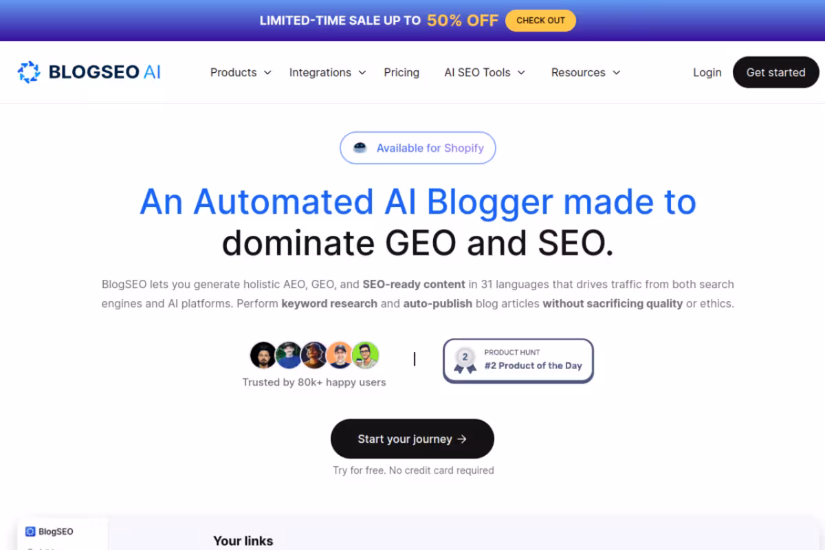 BlogSEO homepage screenshot