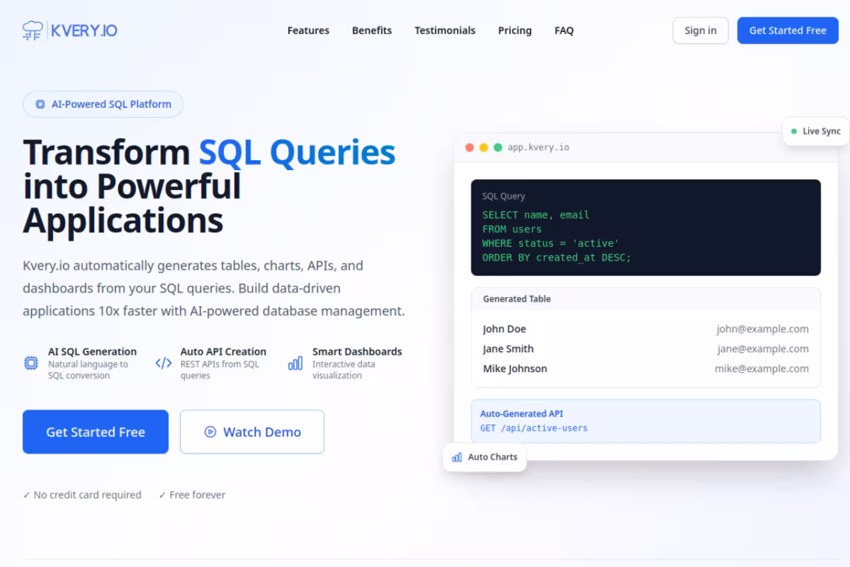 Kvery.io homepage screenshot