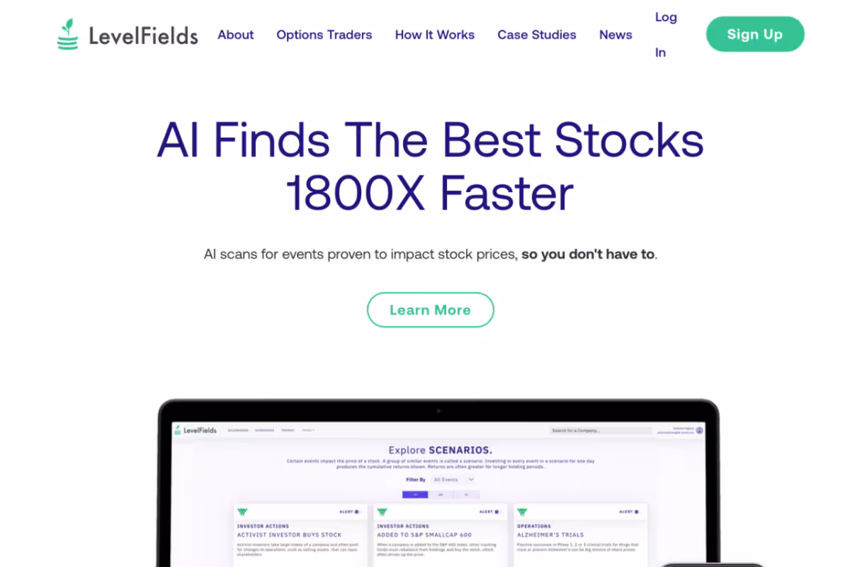 LevelFields homepage screenshot
