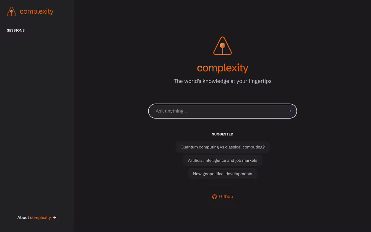 Complexity homepage screenshot