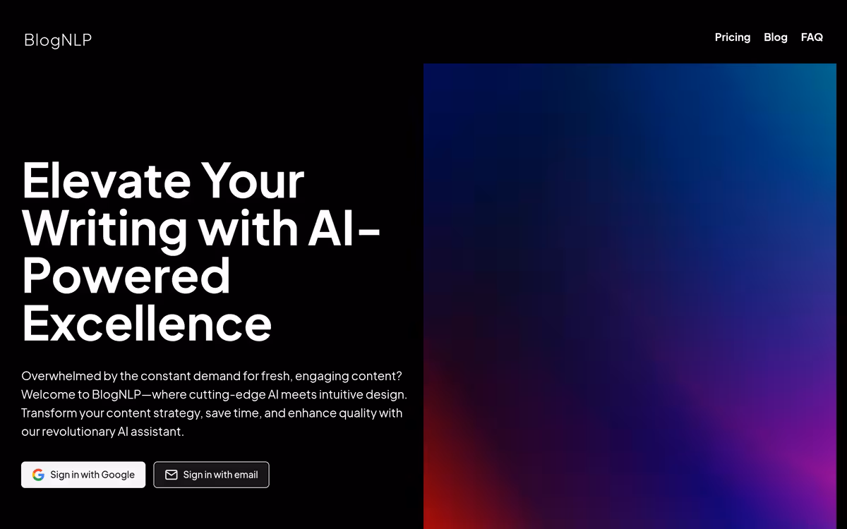 BlogNLP homepage screenshot