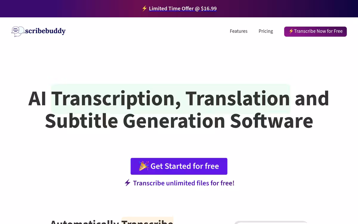 Free Audio/Video Transcription,Translation,Subtitle Software homepage screenshot