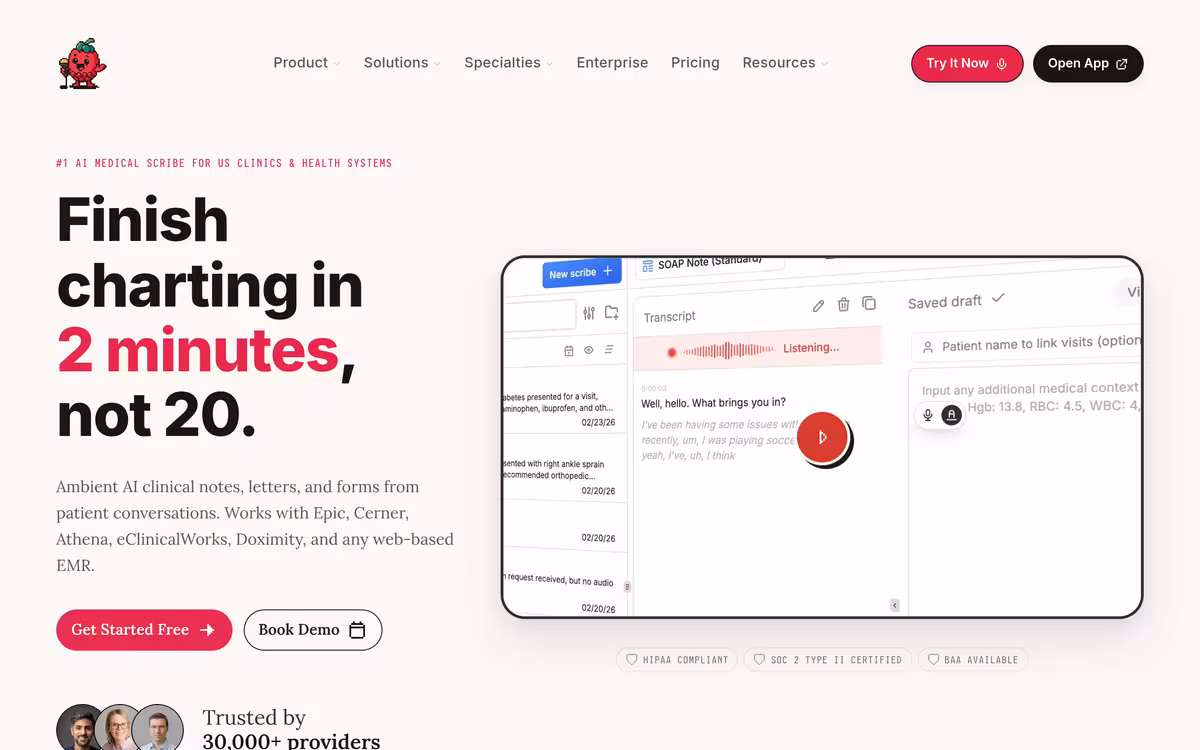Scribeberry homepage screenshot
