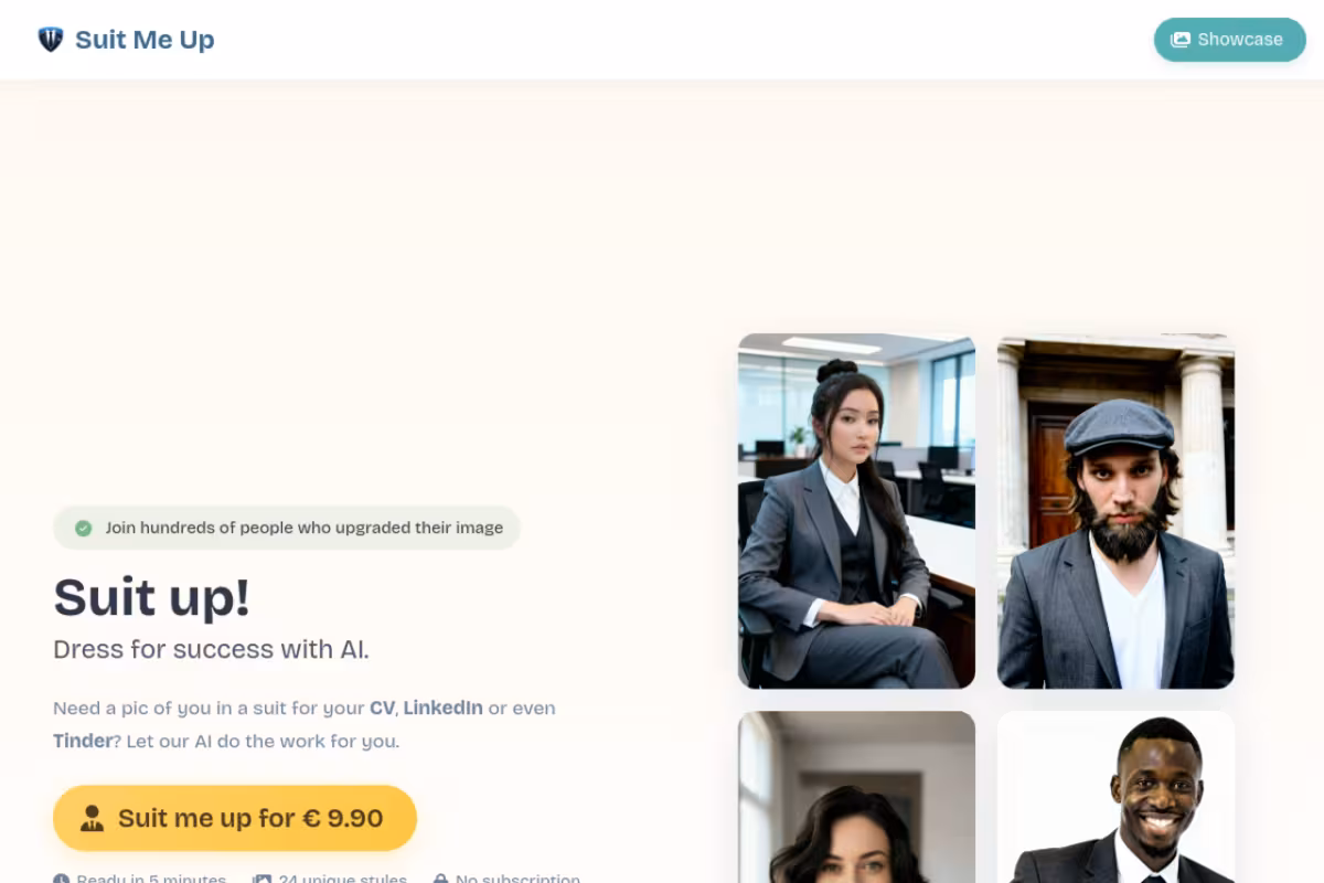 Suit Me Up homepage screenshot
