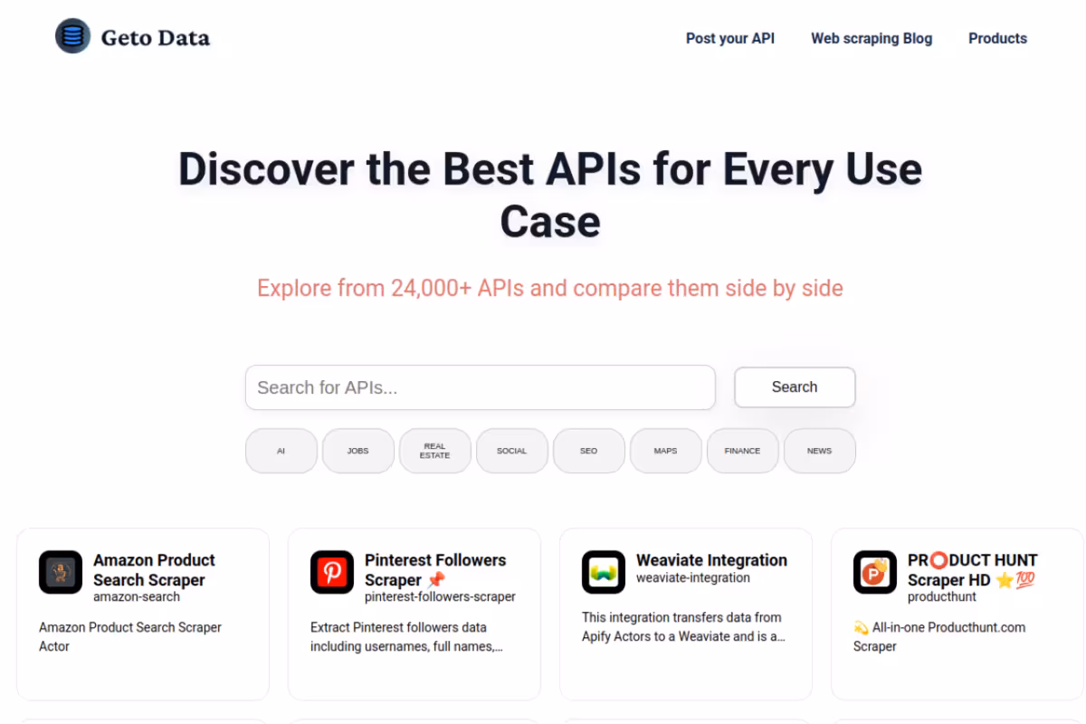 GetOData homepage screenshot