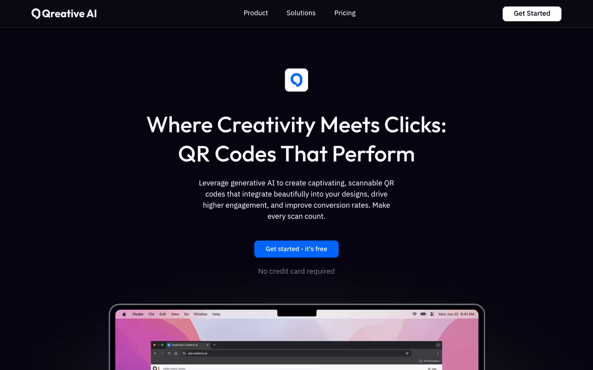 Qreative AI homepage screenshot