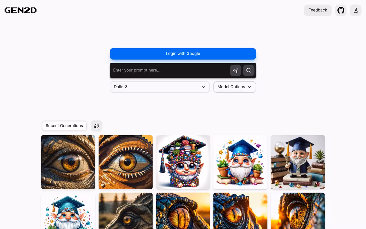 GEN2D homepage screenshot