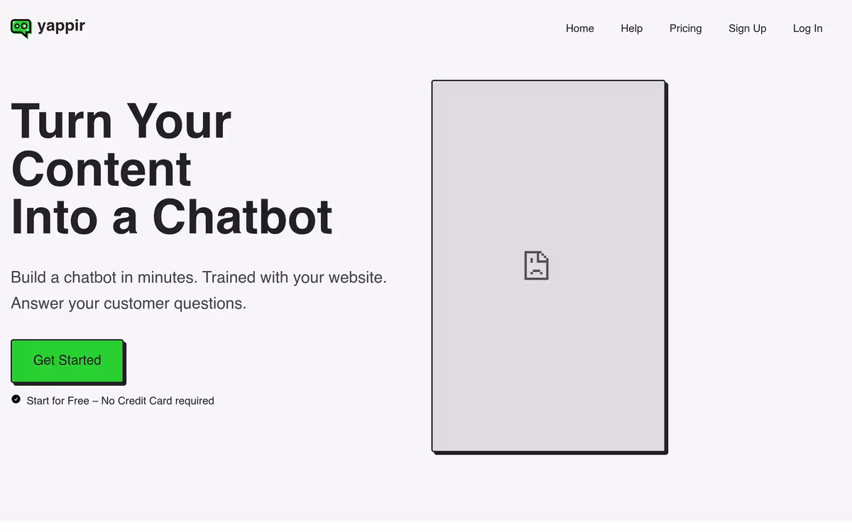 Yappir homepage screenshot