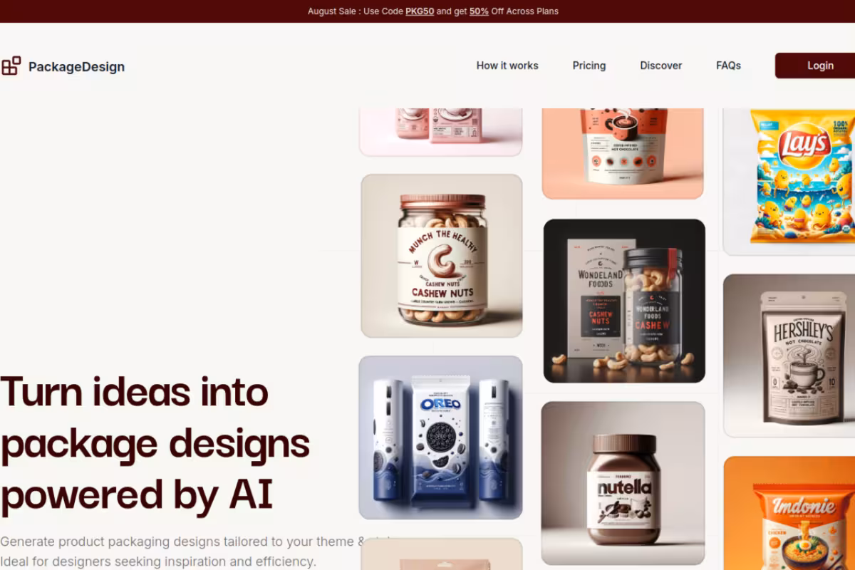 Package Design homepage screenshot