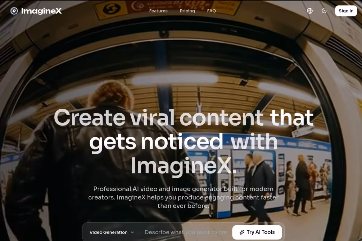 ImagineX Video homepage screenshot