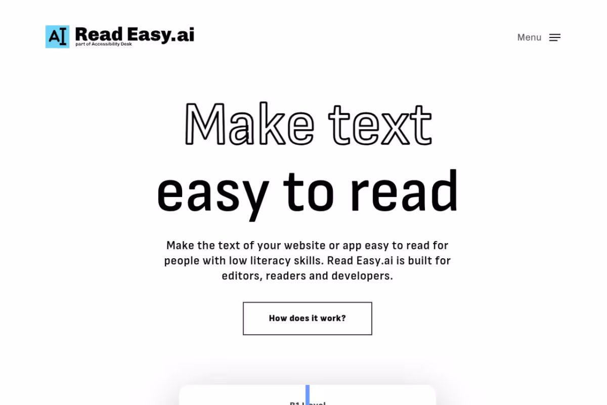 Read Easy.ai homepage screenshot