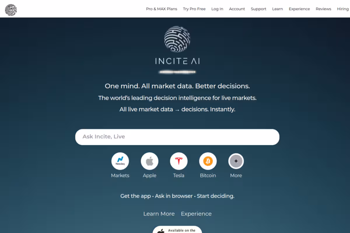Incite Advisor homepage screenshot